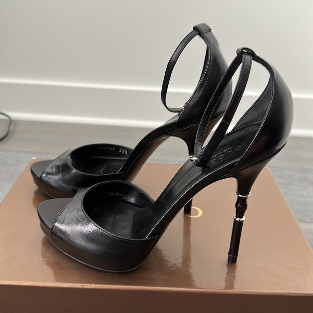 New authentic Gucci leather/bamboo sandal platform shoes Size 38.5 - Picture 2 of 10